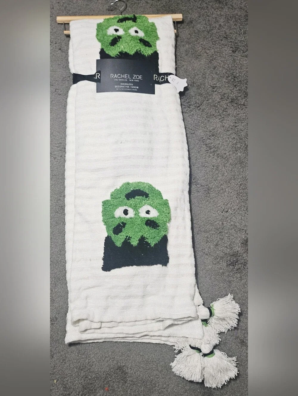 RARE Rachel Zoe Oversized Halloween Frakenstein Decorative Throw 50 x 70 NWT